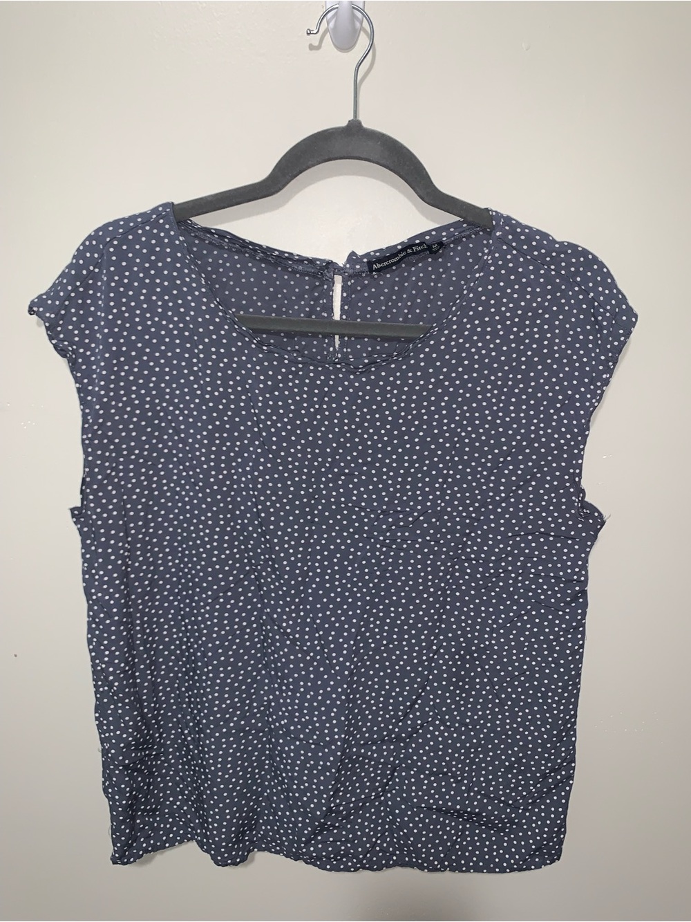 Abercrombie & Fitch Navy and White Polka Dot Blouse